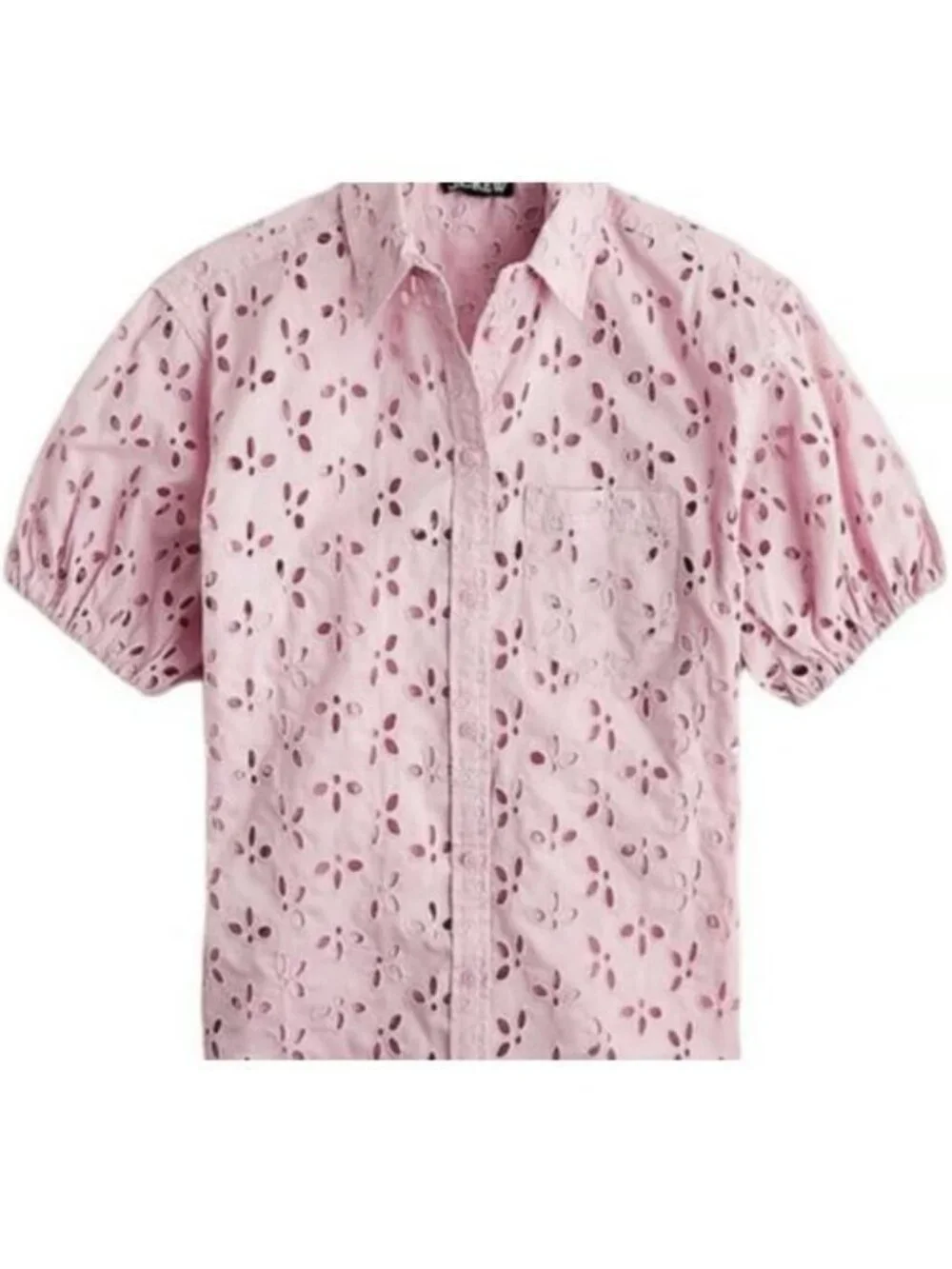 J.Crew Spring Garden Puff-Sleeve Eyelet Button-Down Blouse